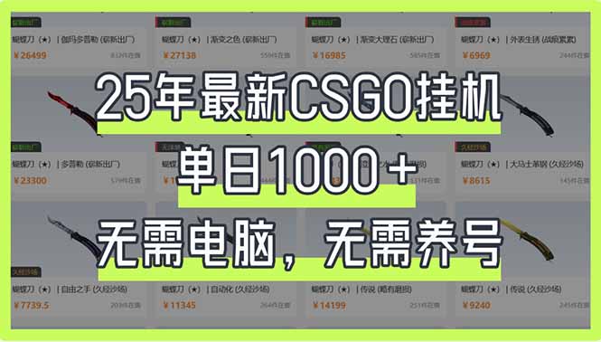 25年最新CSGO挂机系统，单日1000+，无需电脑，无需养号，0基础可上手-财兔窝项目网