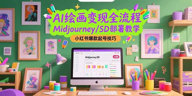 AI绘画变现全流程，Midjourney/SD部署教学，小红书爆款起号技巧-财兔窝项目网
