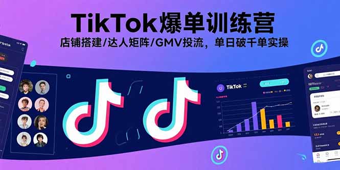 TikTok爆单训练营，店铺搭建/达人矩阵/GMV投流，单日破千单实操-财兔窝项目网
