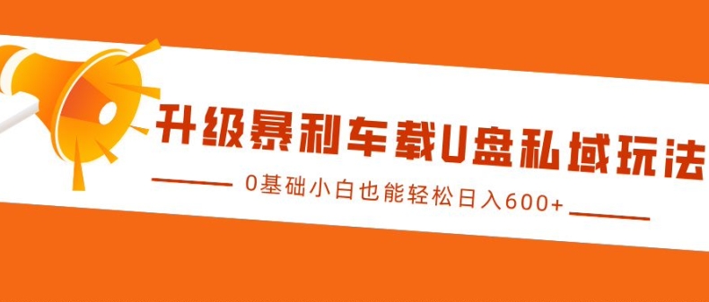 升级暴利车载U盘私域玩法，0基础小白也能轻松日入多张【揭秘】-财兔窝项目网
