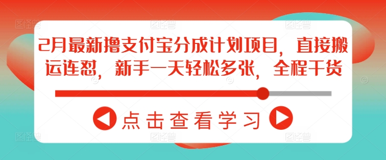 2月最新撸支付宝分成计划项目，直接搬运连怼，新手一天轻松多张，全程干货-财兔窝项目网