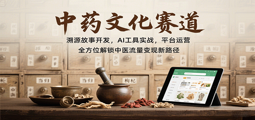 中药文化赛道：溯源故事开发，AI工具实战，平台运营，全方位解锁中医流量变现新路径-财兔窝项目网
