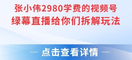张小伟2980付费额视频号绿幕直播给你们拆解玩法-财兔窝项目网
