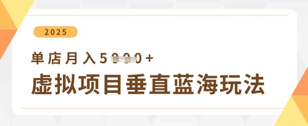 虚拟项目垂直玩法，实现单店月入5k+-财兔窝项目网