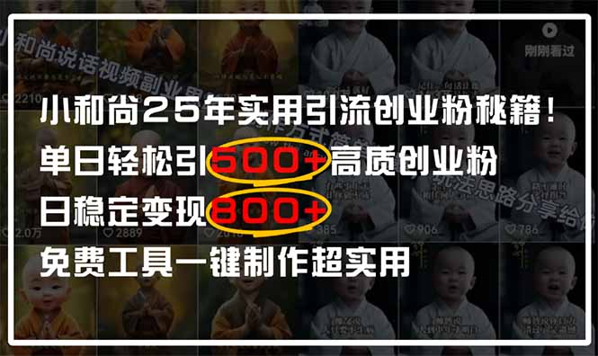 小和尚2025年实用引流秘籍！单日轻松引500+高质量创业粉，日变现800+，…-财兔窝项目网