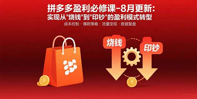 拼多多盈利必修课-8月更新：突破运营瓶颈 实现从烧钱到印钞的盈利模式转型-财兔窝项目网