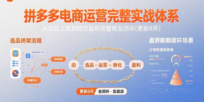 拼多多电商运营完整实战体系，从选品上架到稳定盈利完整商业闭环(更新8月-财兔窝项目网