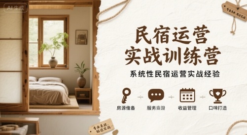民宿运营实战训练营，系统性民宿运营实战经验-财兔窝项目网