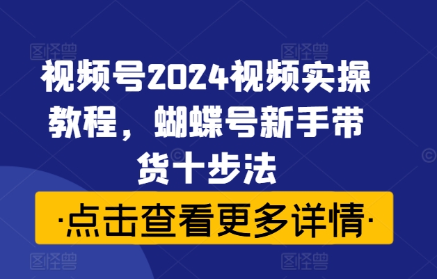 视频号2024视频实操教程，蝴蝶号新手带货十步法-财兔窝项目网