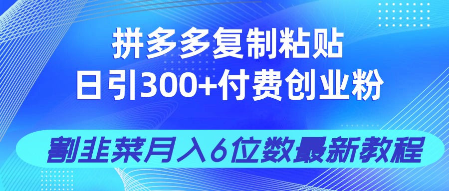 拼多多复制粘贴日引300+付费创业粉，割韭菜月入6位数最新教程！-财兔窝项目网