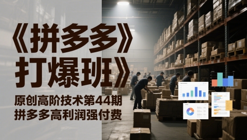 《拼多多打爆班》原创高阶技术第44期，拼多多高利润强付费-财兔窝项目网