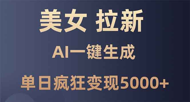 美女暴力拉新，通过AI一键生成，单日疯狂变现5000+，纯小白一学就会！-财兔窝项目网