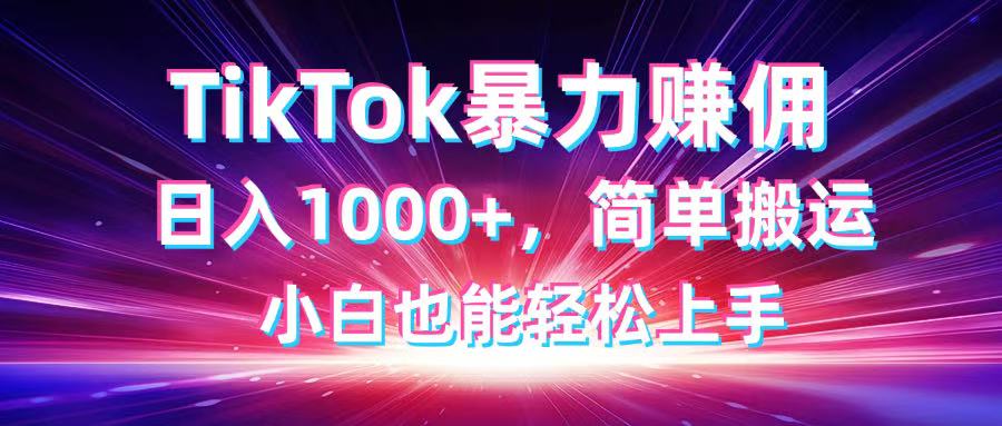 TikTok搬运暴力赚佣，日入1000+，简单搬运，小白也能轻松上手-财兔窝项目网
