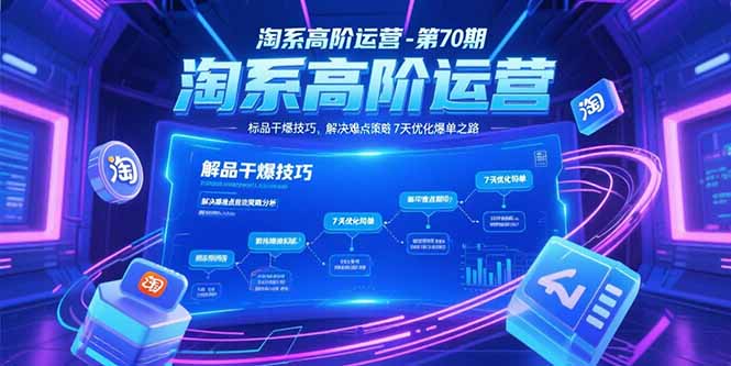 淘系高阶运营-第70期，标品干爆技巧，解决难点策略，大佬操盘方法-财兔窝项目网