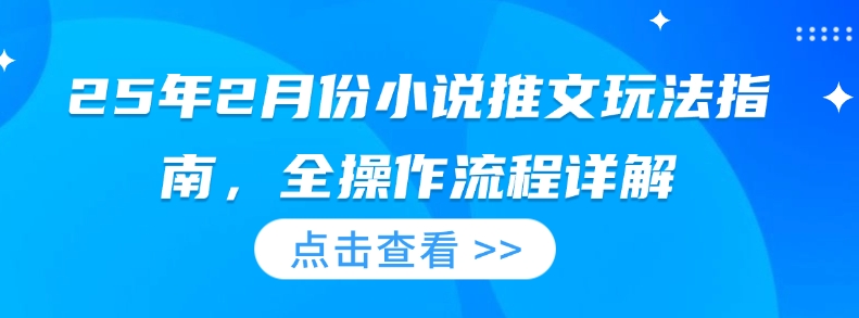 25年2月份小说推文玩法指南，全操作流程详解-财兔窝项目网