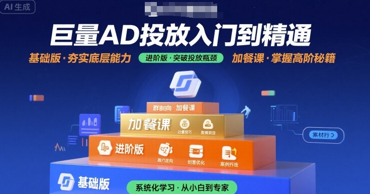 巨量AD投放入门到精通，基础版+进阶版+加餐课-财兔窝项目网