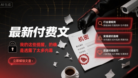 最新付费文：我的这些提醒，的确是透露了太多内幕-财兔窝项目网