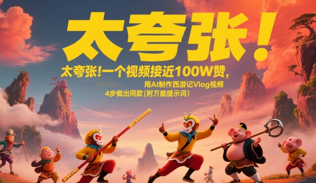 太夸张！一个视频接近100W赞，用AI制作西游记Vlog视频，全流程拆解来了(附万能提示词)-财兔窝项目网