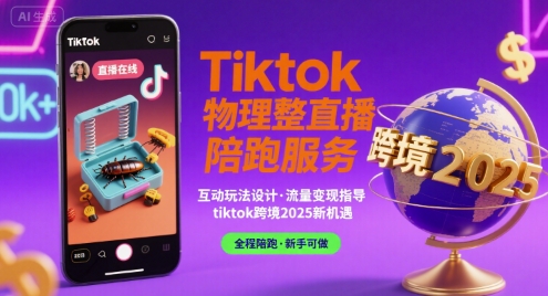 Tiktok物理整蛊直播陪跑服务-tiktok跨境2025-财兔窝项目网