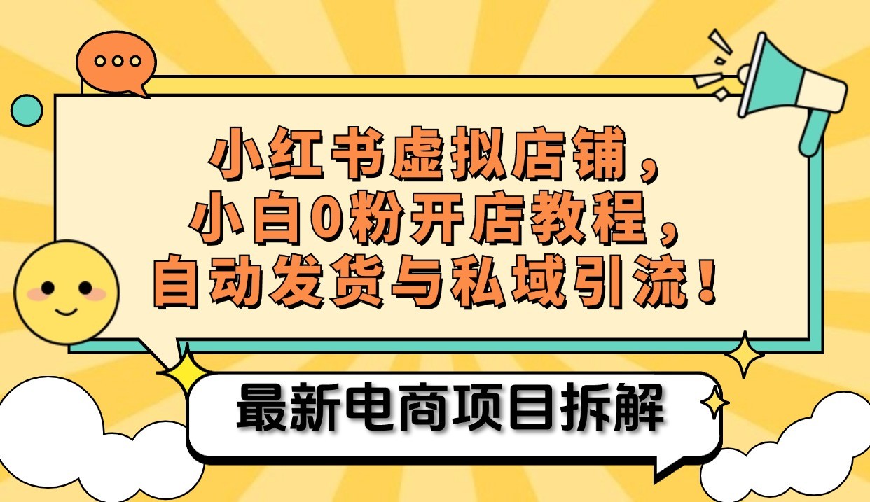 小红书电商，小白虚拟类目店铺教程，被动收益+私域引流-财兔窝项目网