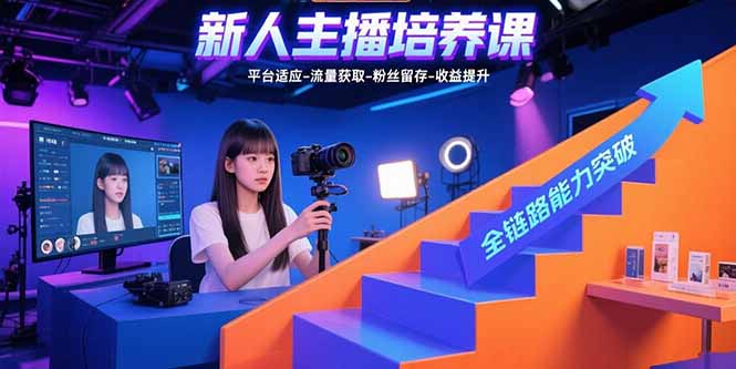 新人主播培养课：平台适应-流量获取-粉丝留存-收益提升 全链路能力突破-财兔窝项目网