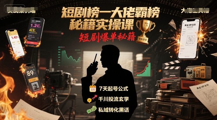 短剧榜一大佬霸榜秘籍实操课，短剧爆单秘籍-财兔窝项目网
