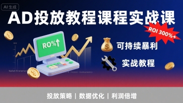AD投放教程课程实战课，实现广告ROI300%+可持续暴利-财兔窝项目网