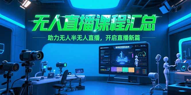 无人直播课程汇总，含非实时防风技术，助力无人半无人直播，开启直播新篇-财兔窝项目网