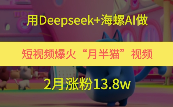 用Deepseek+海螺AI做短视频爆火“月半猫”视频，2月涨粉13.8w-财兔窝项目网