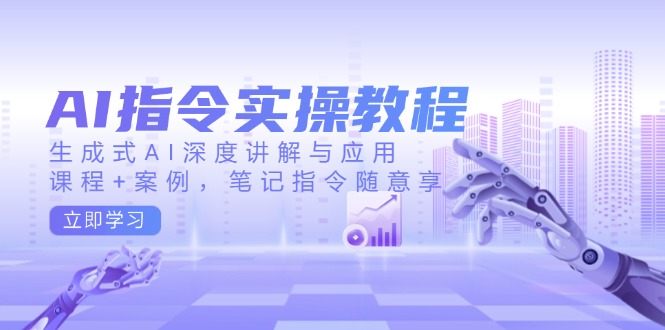 AI指令实操教程，生成式AI深度讲解与应用，课程+案例，笔记指令随意享-财兔窝项目网