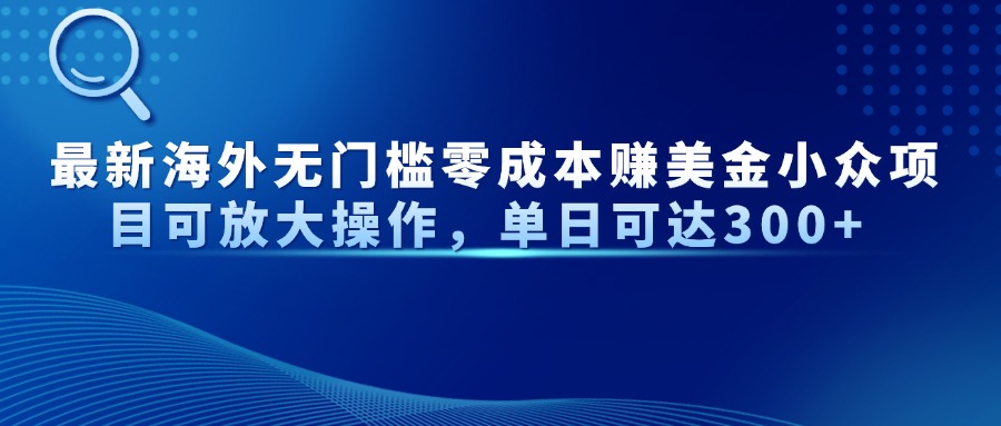 最新海外无门槛零成本赚美金小众项目可放大操作，单日可达300+-财兔窝项目网