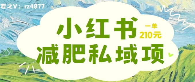 小红书减肥粉，私域变现项目，一单就达210元，小白也能轻松上手【揭秘】-财兔窝项目网