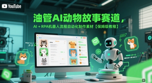 油管AI动物故事赛道，AI+RPA机器人流程自动化制作素材【保姆级教程】-财兔窝项目网