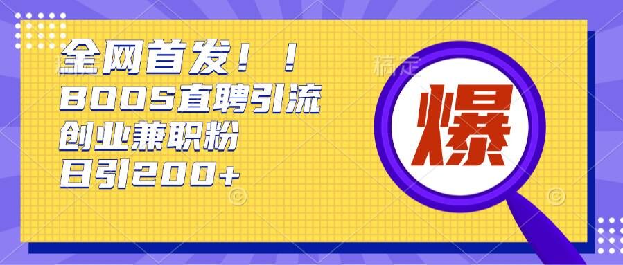 通过Boss直聘，每天轻松钓到200+多条创业大鱼的秘籍【揭秘】-财兔窝项目网