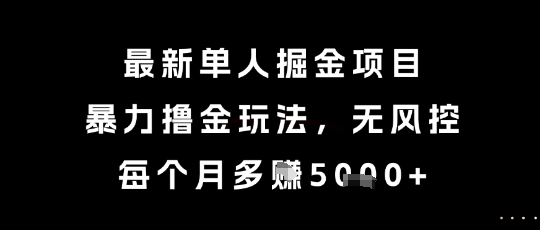 最新单人掘金项目，暴力撸金玩法，无风控，每个月多挣5k+【揭秘】-财兔窝项目网