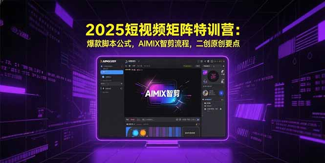 2025短视频矩阵特训营：爆款脚本公式，AIMIX智剪流程，二创原创要点-财兔窝项目网