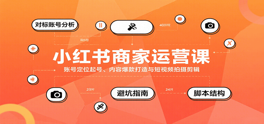 小红书商家运营课，账号定位起号、内容爆款打造与短视频拍摄剪辑-财兔窝项目网