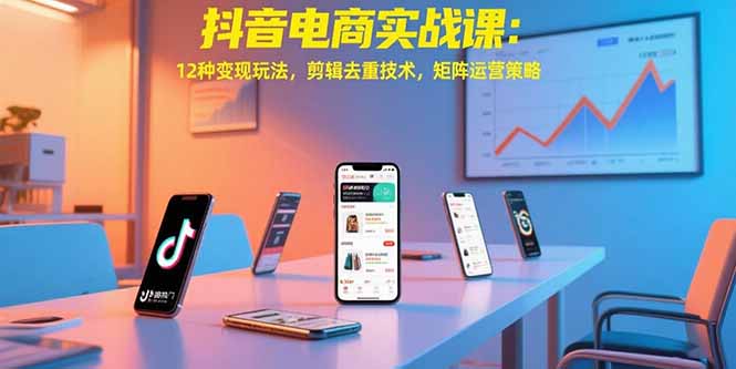 抖音电商实战课：12种变现玩法，剪辑去重技术，矩阵运营策略-财兔窝项目网