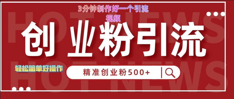 快手被动引流创业粉500+的玩法，3分钟制作好一个引流视频，轻松简单好操作【揭秘】-财兔窝项目网