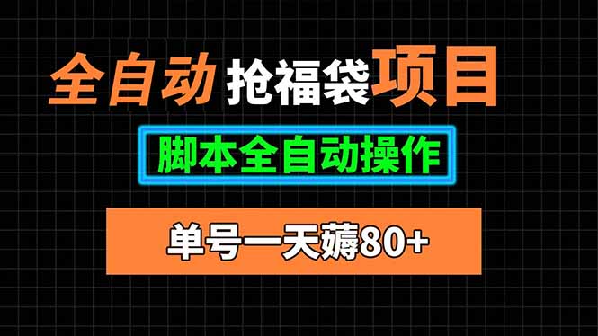 全自动抢福袋项目，单号一天80+脚本全自动操作-财兔窝项目网