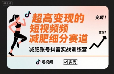 超高变现的短视频减肥细分赛道，减肥账号抖音实战训练营-财兔窝项目网