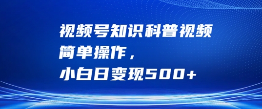 视频号知识科普视频，简单操作，小白日变现500+【揭秘】-财兔窝项目网
