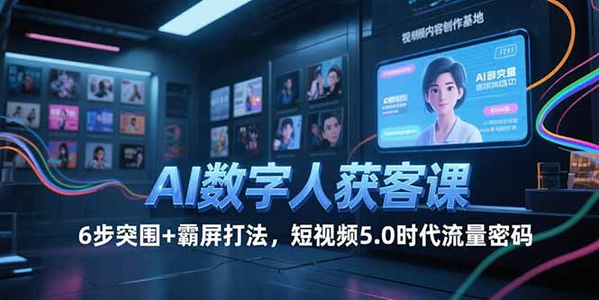 AI数字人获客课，6步突围+霸屏打法，短视频5.0时代流量密码-财兔窝项目网