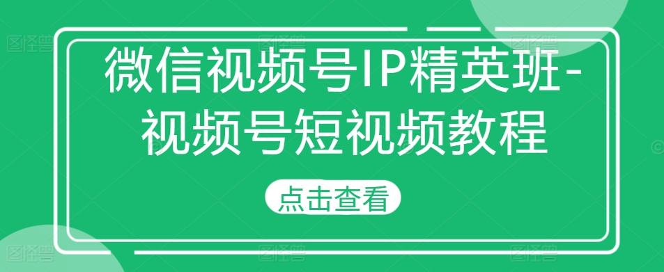 微信视频号IP精英班-视频号短视频教程-财兔窝项目网