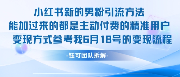 小红书全新男粉引流实操方法，日引流100多精准男粉-财兔窝项目网