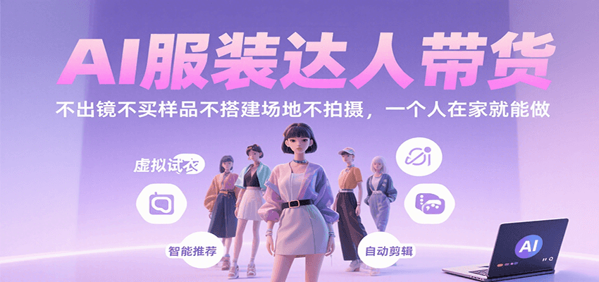 AI服装达人带货，不出镜不买样品不搭建场地不拍摄，一个人在家就能做-财兔窝项目网
