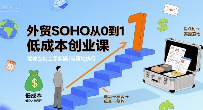 外贸SOHO从0到1低成本创业课，能够立刻上手实操与落地执行-财兔窝项目网