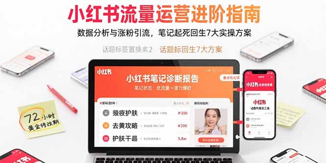 小红书流量运营进阶指南，数据分析与涨粉引流，笔记起死回生7大实操方案-财兔窝项目网