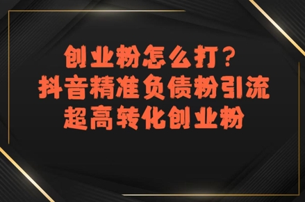 创业粉怎么打？抖音精准负债粉引流，超高转化创业粉-财兔窝项目网