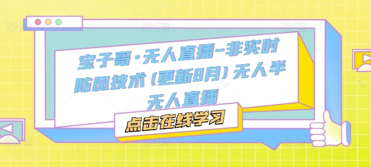 宝子哥·无人直播-非实时防风技术(更新11月)无人半无人直播-财兔窝项目网